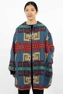 VISVIM Liner Coat Printed Blue| Outerwear