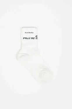 Acne Studios Logo Ankle Socks White| Tights & Socks