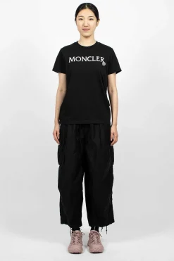 Moncler Logo Embroidered T-Shirt Black| Tops