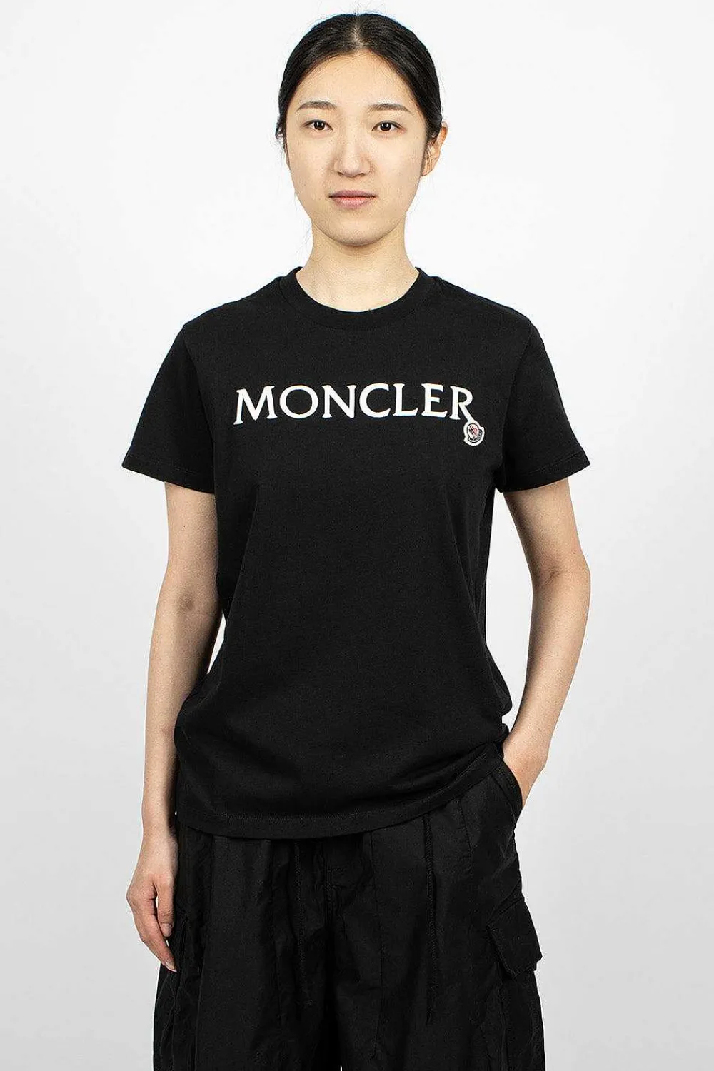 Moncler Logo Embroidered T-Shirt Black| Tops