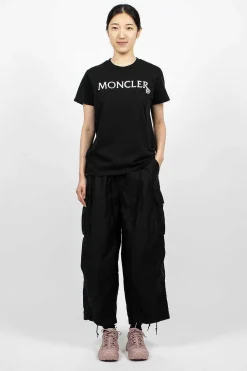 Moncler Logo Embroidered T-Shirt Black| Tops