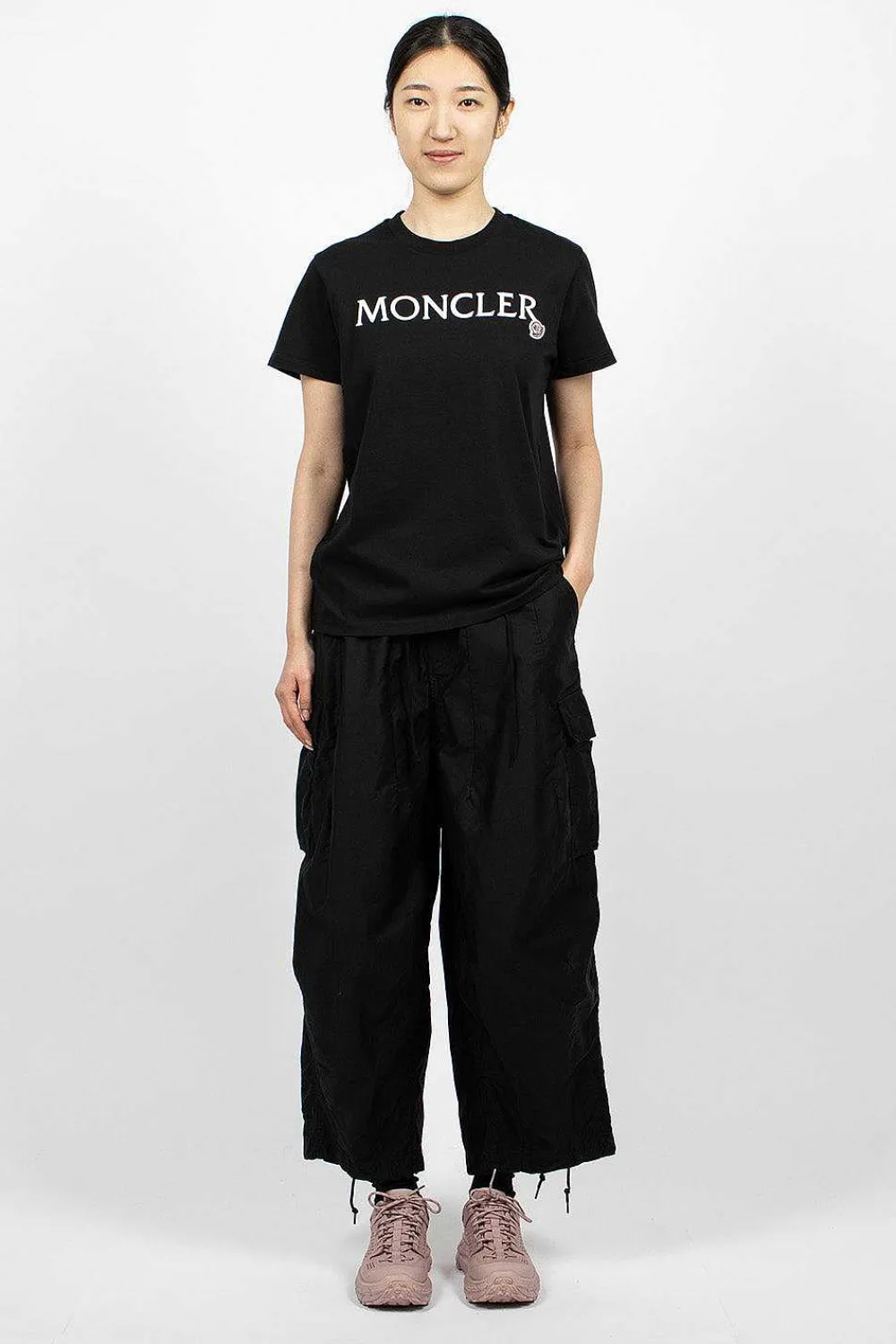 Moncler Logo Embroidered T-Shirt Black| Tops