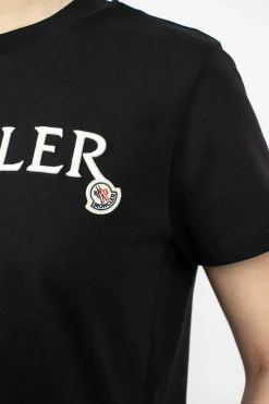 Moncler Logo Embroidered T-Shirt Black| Tops