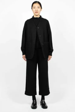 Margaret Howell Long Line Jerkin Waistcoat Black| Outerwear