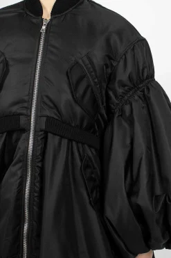 Simone Rocha Long Puff Sleeve Satin Bomber Black| Outerwear