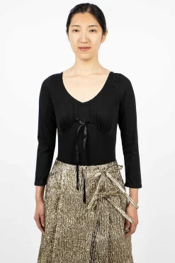 Simone Rocha Long Sleeve Bodysuit Black| Tops