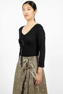 Simone Rocha Long Sleeve Bodysuit Black| Tops