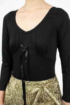 Simone Rocha Long Sleeve Bodysuit Black| Tops