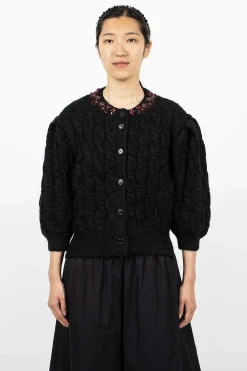 Simone Rocha Long Sleeve Embellished Cardigan| Knitwear