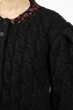 Simone Rocha Long Sleeve Embellished Cardigan| Knitwear