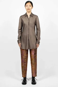 Dries Van Noten Long Viscose Shirt Grey| Shirts