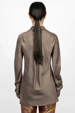Dries Van Noten Long Viscose Shirt Grey| Shirts
