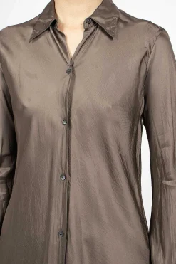 Dries Van Noten Long Viscose Shirt Grey| Shirts