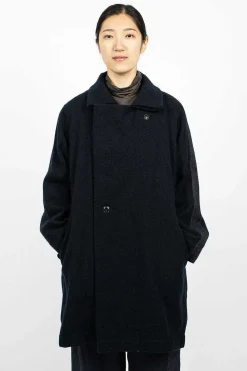 Vlas Blomme Loop Collar Coat Navy| Outerwear