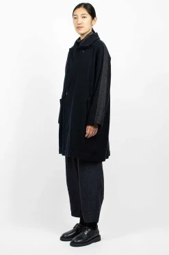 Vlas Blomme Loop Collar Coat Navy| Outerwear