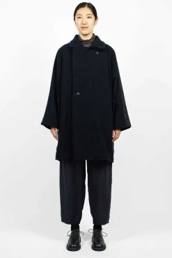 Vlas Blomme Loop Collar Coat Navy| Outerwear