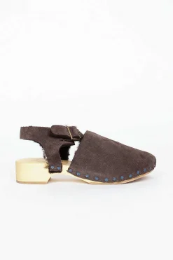 Daniela Gregis Low Clog Suede Brown| Shoes