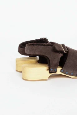 Daniela Gregis Low Clog Suede Brown| Shoes