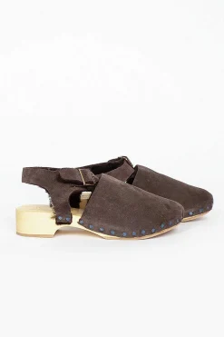 Daniela Gregis Low Clog Suede Brown| Shoes