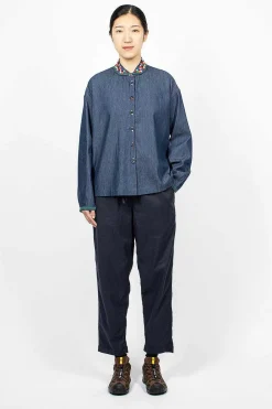 YMC Marianne Shirt Embroidered Indigo| Shirts
