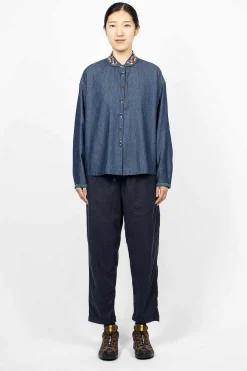 YMC Marianne Shirt Embroidered Indigo| Shirts