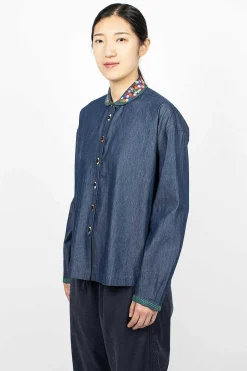 YMC Marianne Shirt Embroidered Indigo| Shirts