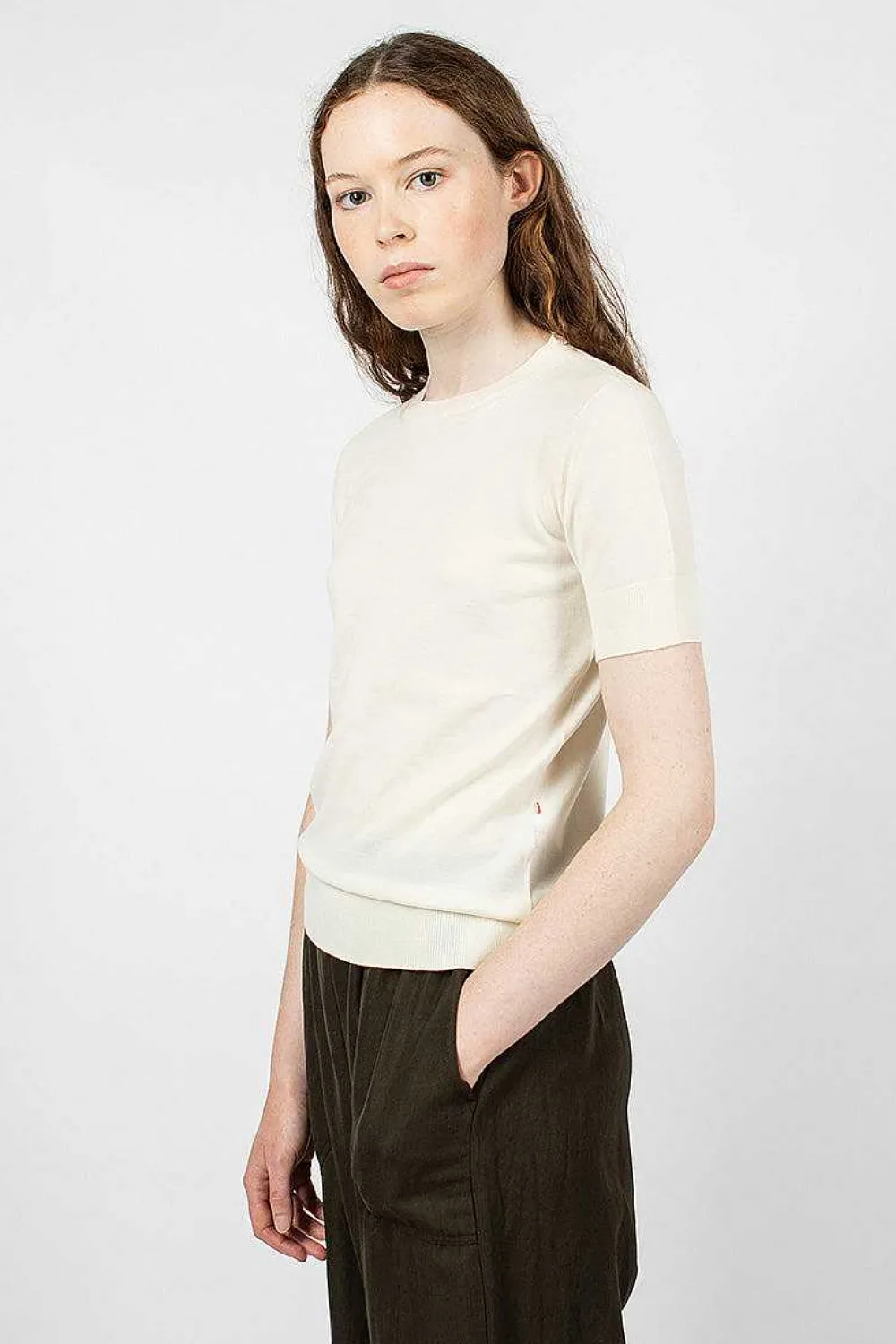 Casey Casey Merino Wool T-Shirt Antique White| Tops