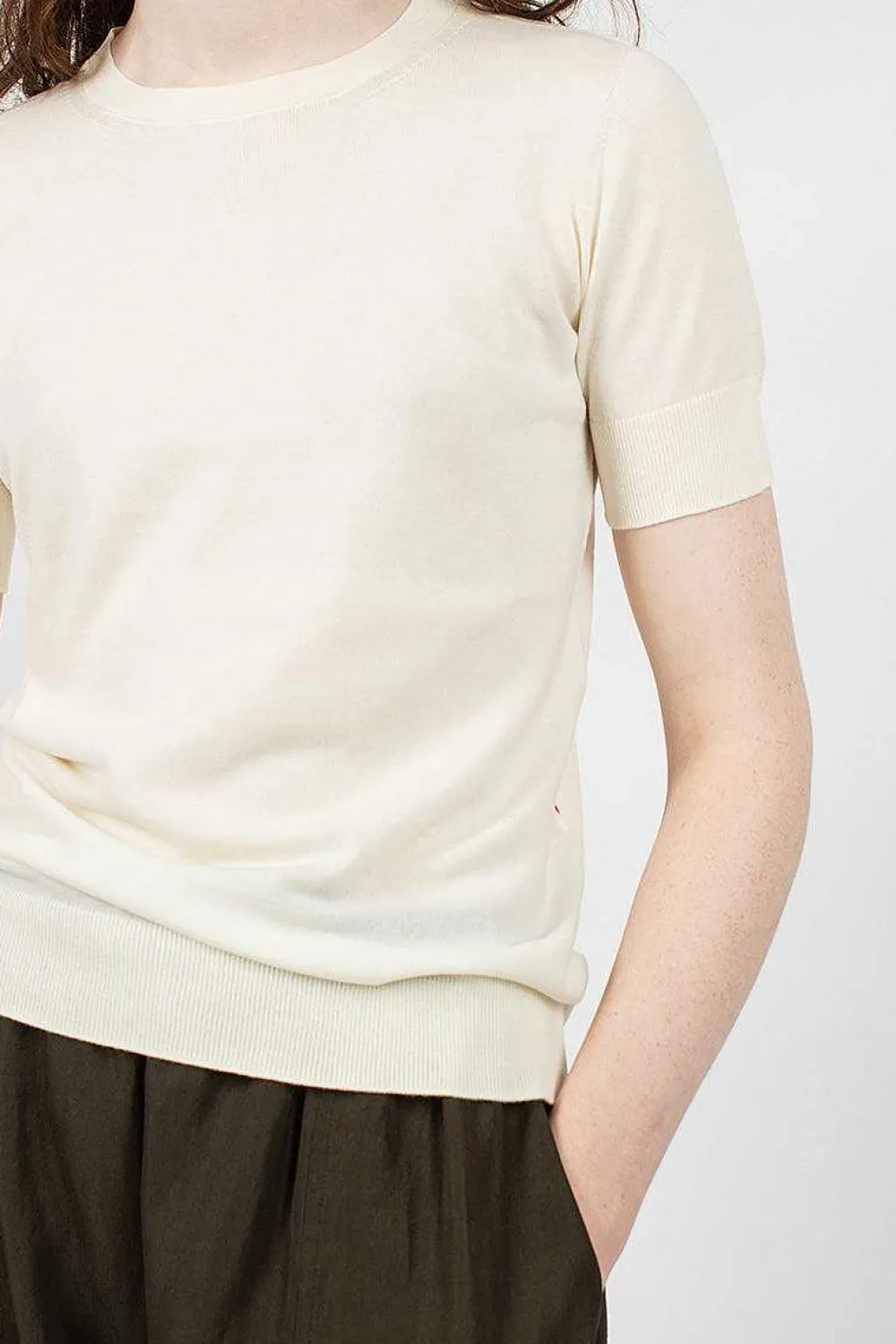 Casey Casey Merino Wool T-Shirt Antique White| Tops