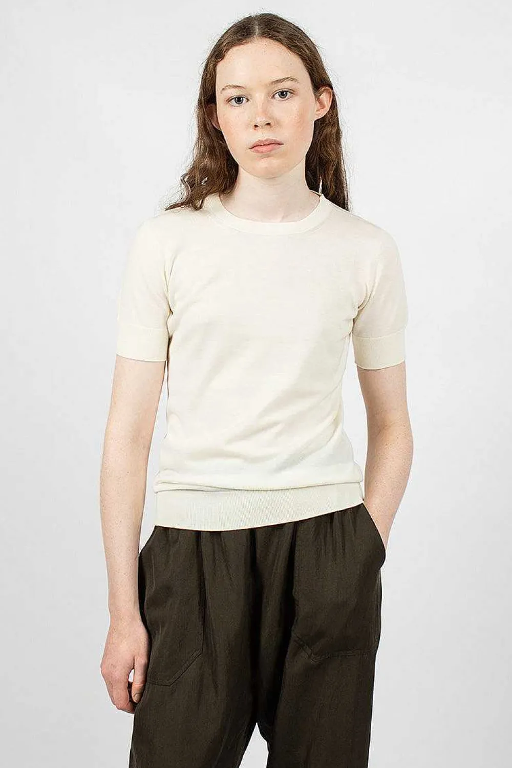 Casey Casey Merino Wool T-Shirt Antique White| Tops