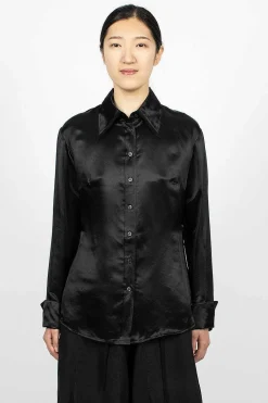 Acne Studios Mesh Collar Blouse Black| Shirts