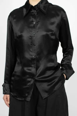 Acne Studios Mesh Collar Blouse Black| Shirts
