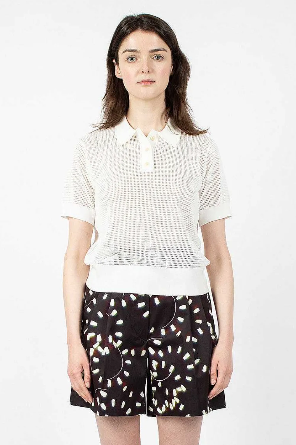 Dries Van Noten Mesh Polo White| Tops