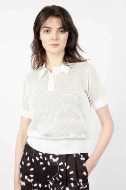 Dries Van Noten Mesh Polo White| Tops