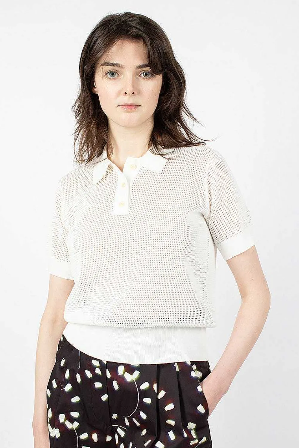 Dries Van Noten Mesh Polo White| Tops