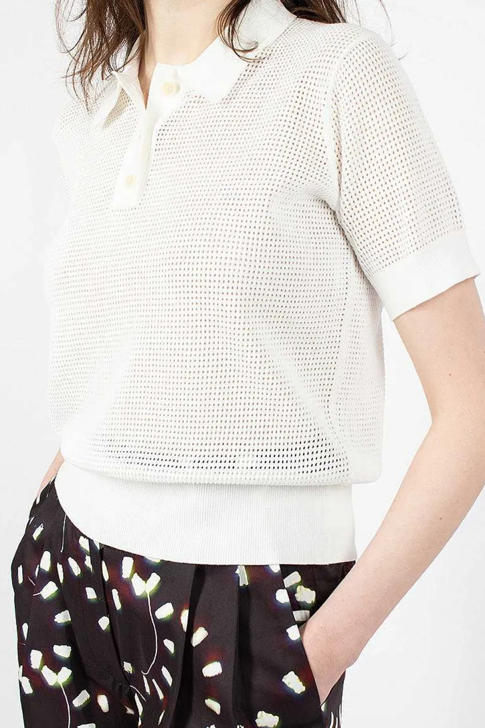 Dries Van Noten Mesh Polo White| Tops