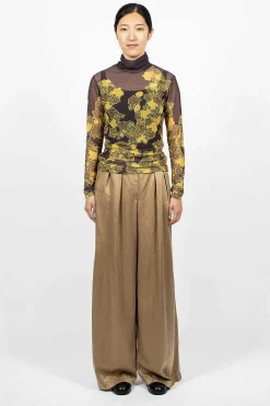 Dries Van Noten Mesh Turtleneck Brown Floral| Tops