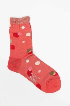 Antipast Metallic Thread Polka Ankle Sock Orange| Tights & Socks