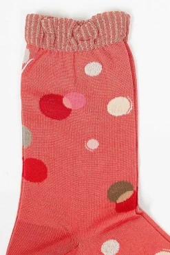 Antipast Metallic Thread Polka Ankle Sock Orange| Tights & Socks
