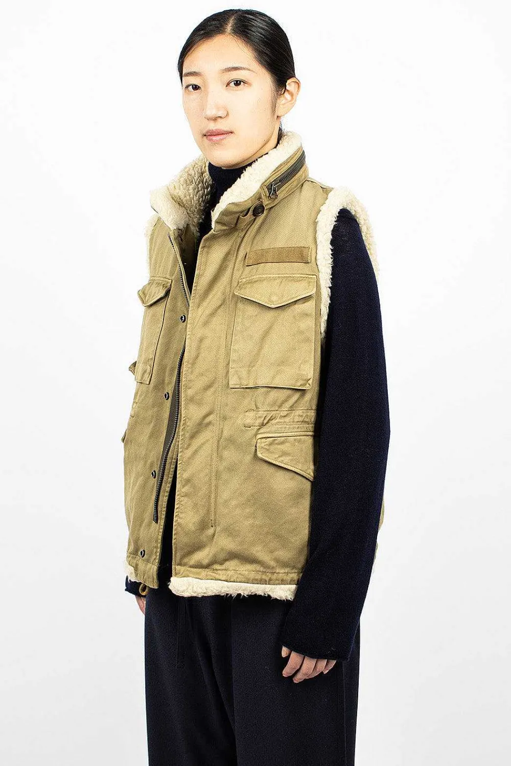 VISVIM Mil Boa Vest Khaki| Outerwear