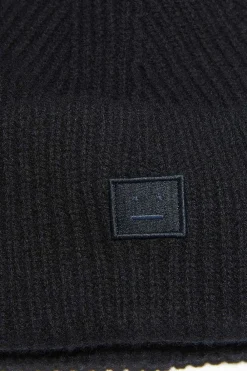 Acne Studios Mini Face Beanie Black| Hats