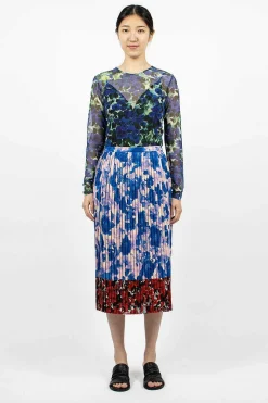 Dries Van Noten Mixed Floral Skirt Blue| Skirts