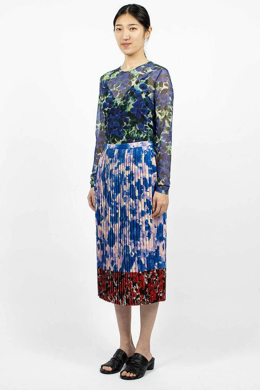 Dries Van Noten Mixed Floral Skirt Blue| Skirts