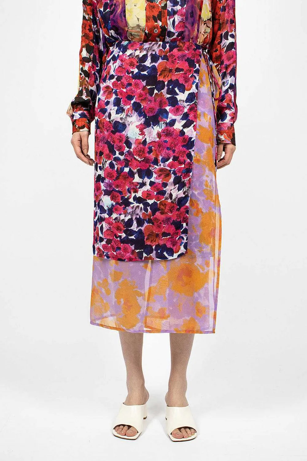 Dries Van Noten Mixed Floral Skirt Fuchsia| Skirts