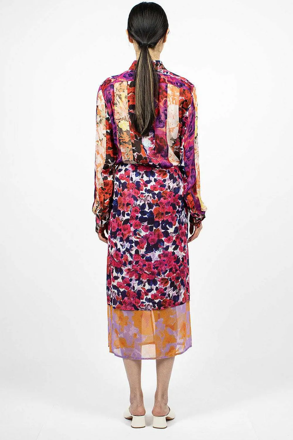 Dries Van Noten Mixed Floral Skirt Fuchsia| Skirts