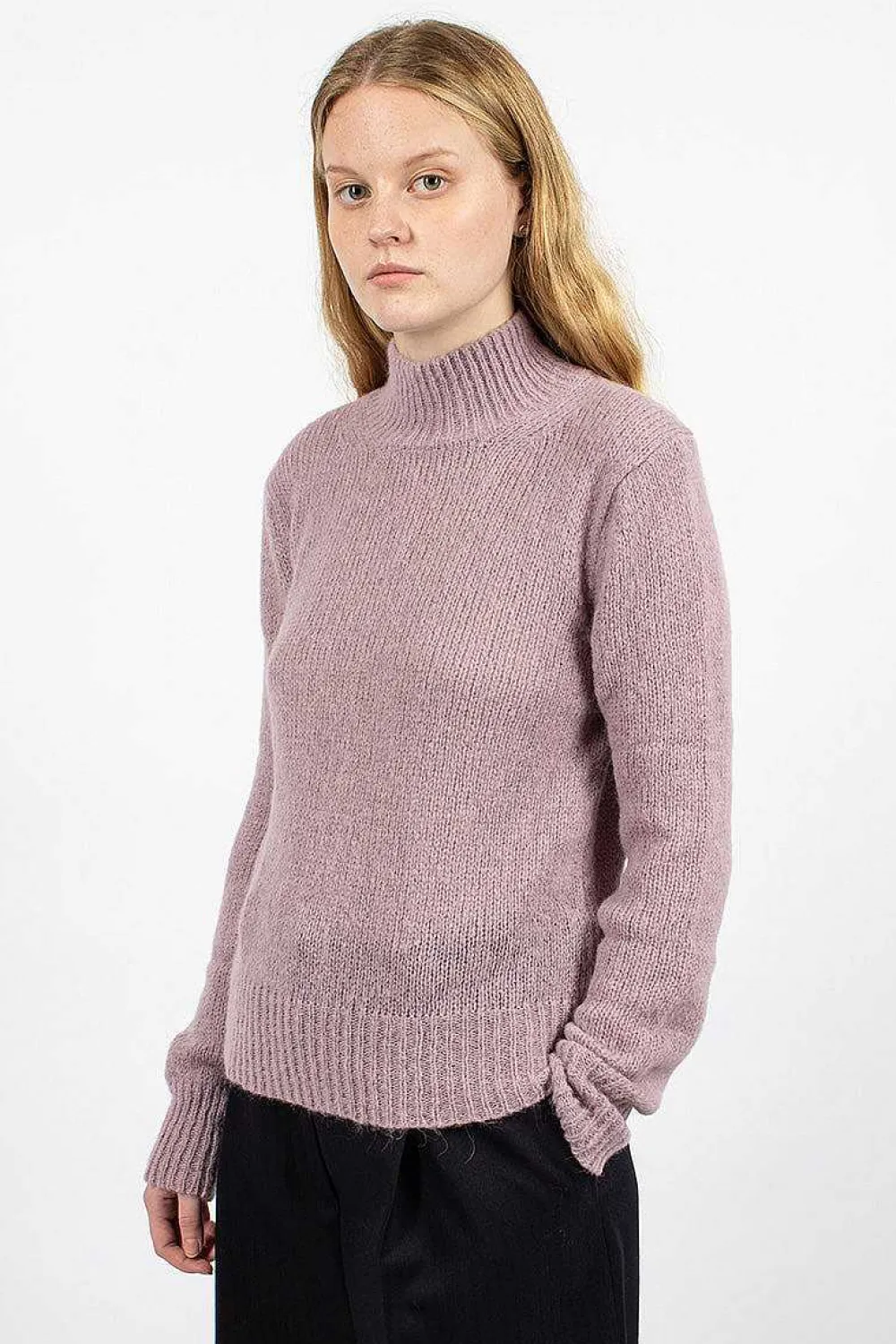 Dries Van Noten Mock Neck Jumper Lilac| Knitwear