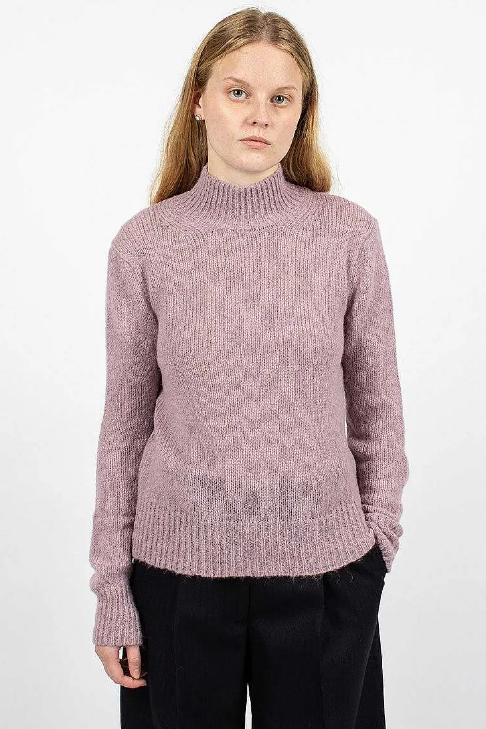 Dries Van Noten Mock Neck Jumper Lilac| Knitwear