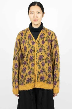 Needles Mohair Cardigan Floral Yellow| Knitwear