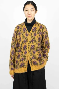 Needles Mohair Cardigan Floral Yellow| Knitwear