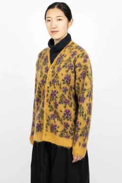 Needles Mohair Cardigan Floral Yellow| Knitwear