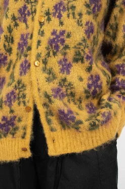 Needles Mohair Cardigan Floral Yellow| Knitwear
